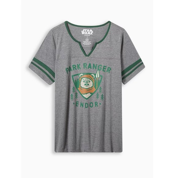 Star Wars Endor Varsity Tee, Gray, Size 10 - Picture 1 of 5